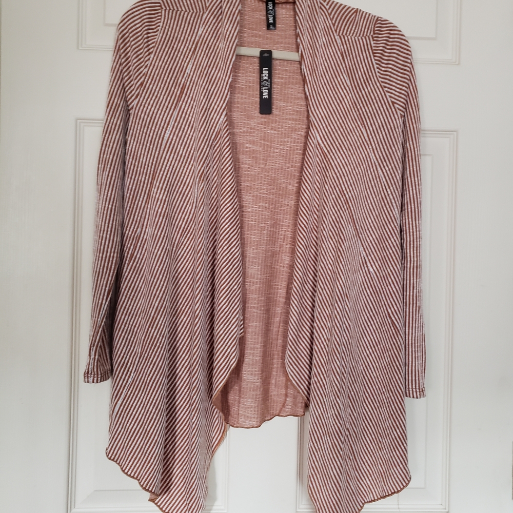 🚨3/$15 Lock & Love Striped Open Front Cardigan, Sz S, Nwt